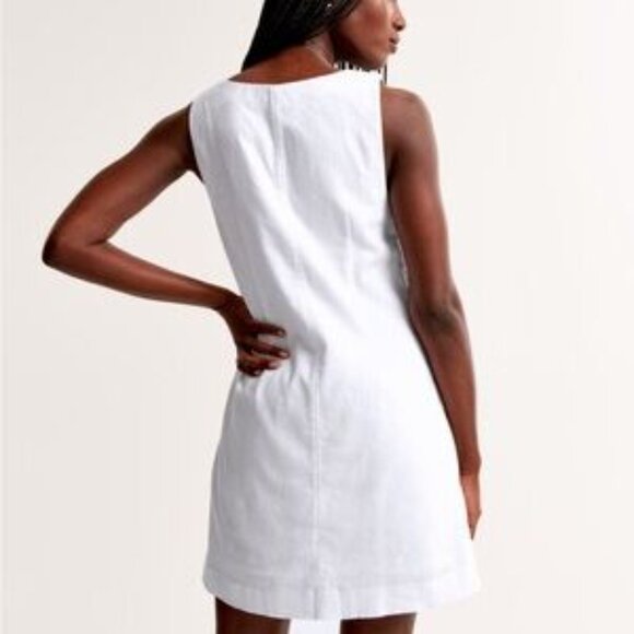 NWT Abercrombie & Fitch Linen Blend Square Neck Mini Dress, XL - Picture 3 of 6